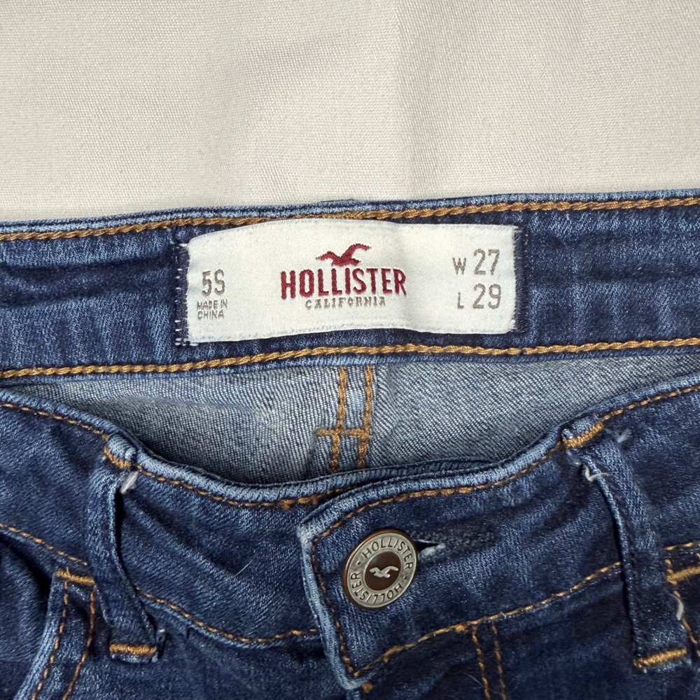 Hollister Low Rise Skinny Jeans Dark Wash Denim Size 5S W27 L29 - Picture 3 of 5